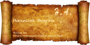 Hanuszek Avarka névjegykártya